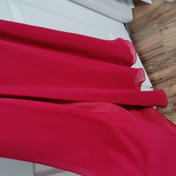 Faviana Couture strapless floor length gown with slit style 6714 pink cranberry - Picture 6 of 6